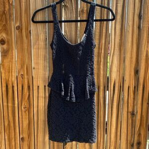 American Rag Open Back Lace Mini Dress Black Size XS